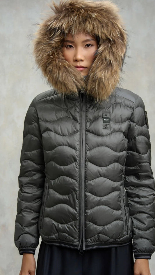 GIUBBINO BLAUER CORTO ONDE DONNA GRIGIO PELLICCIA