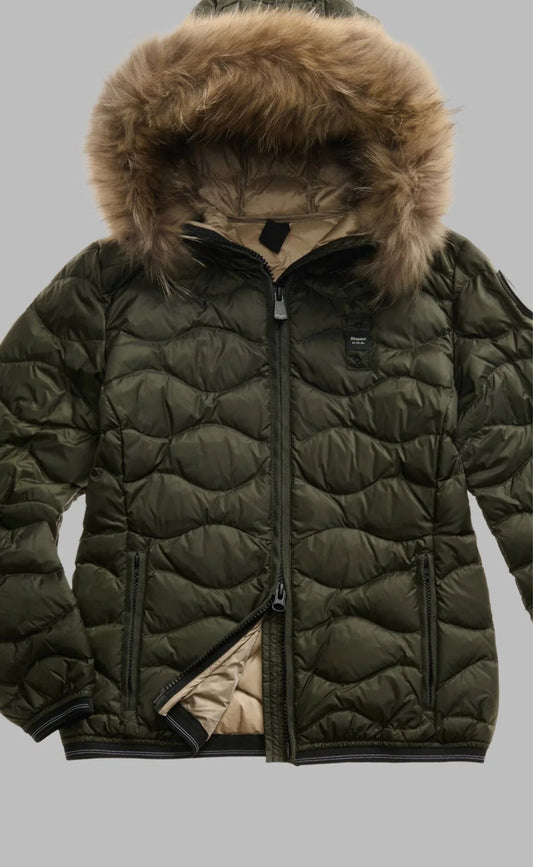 GIUBBINO BLAUER CORTO ONDE DONNA VERDE PELLICCIA