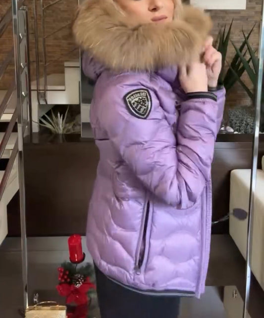 GIUBBINO BLAUER ONDE CORTO DONNA VIOLA CON PELLICCIA