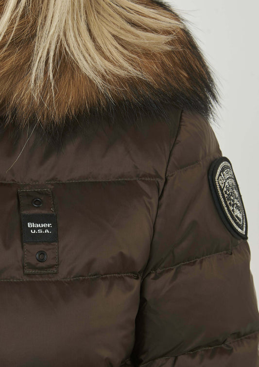 GIUBBINO BLAUER CORTO DONNA MARRONE CON PELLICCIA BEIGE
